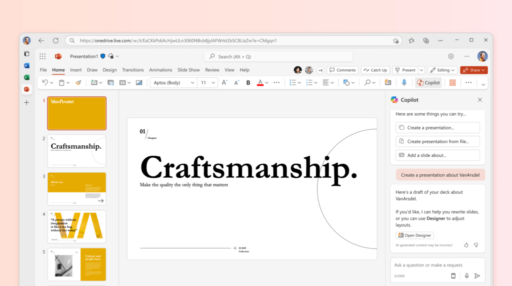 สร้าง PowerPoint presentation ใหม่จากข้อความหรือข้อมูลที่มีอยู่แล้ว